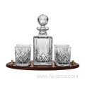 Traditional Crystal Square Decanter Set with glass stopper